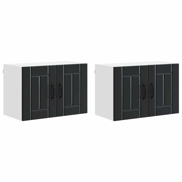 vidaXL Dulap de bucătărie 2 pcs Negru 60 x 31 x 40 cm Lemn compozit
