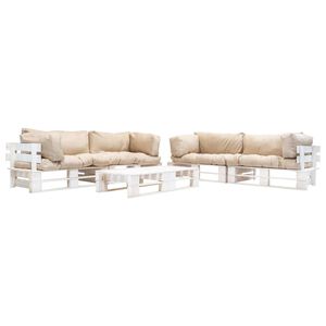 vidaXL Set mobilier grădină paleți cu perne nisipii, 6 piese, lemn