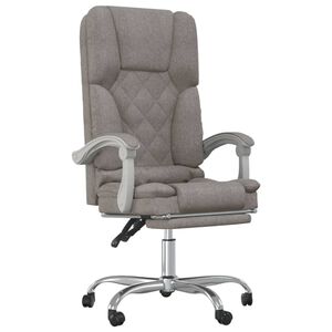 vidaXL Fotoliu de birou rabatabil cu masaj, gri taupe, textil