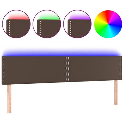 vidaXL Tăblie de pat cu LED, maro, 180x5x78/88 cm, piele ecologică