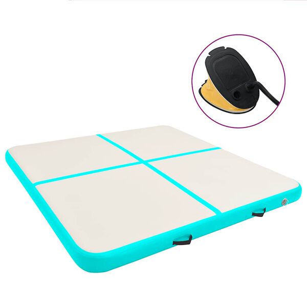 vidaXL Saltea gimnastică gonflabilă cu pompă verde 200x200x10 cm PVC
