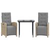 vidaXL Set bistro cu perne, 3 piese, gri deschis, poliratan