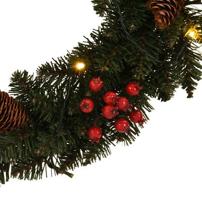 vidaXL Coronițe de Crăciun cu decorațiuni, 2 buc., verde, 45 cm