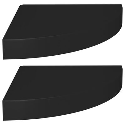 vidaXL Rafturi colț de perete, 2 buc., negru, 25x25x3,8 cm, MDF