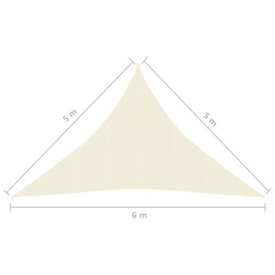 vidaXL Pânză parasolar, crem, 5x5x6 m, HDPE, 160 g/m²