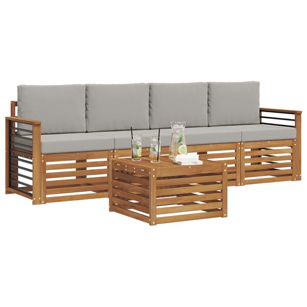 vidaXL Seturi de canapele cu pernă 5 pcs Gri natural și deschis