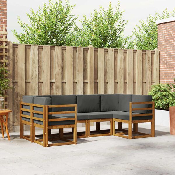 vidaXL Set de canapele de exterior cu pernă 6 pcs Natural și Antracit