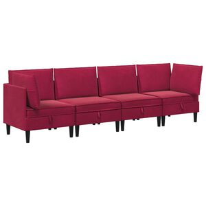 vidaXL Set de mobilier pentru living 4 buc. Roșu Vin Catifea