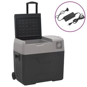 vidaXL Ladă frigorifică cu roată&adaptor 40 L negru&gri polipropilenă