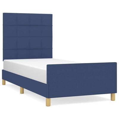vidaXL Cadru de pat cu tăblie, albastru, 100x200 cm, textil