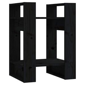 vidaXL Bibliotecă/Separator cameră negru 41x35x57 cm lemn masiv pin
