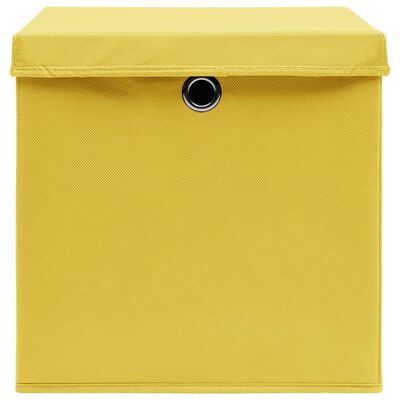vidaXL Cutii depozitare cu capace, 10 buc., galben, 28x28x28 cm