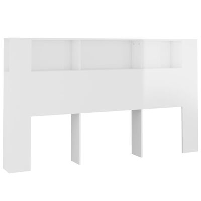 vidaXL Tăblie de pat cu dulap, alb extralucios, 180x18,5x104,5 cm