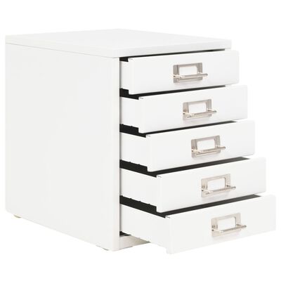 vidaXL Fișet cu 5 sertare, metal, 28 x 35 x 35 cm, alb