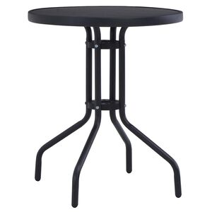vidaXL Masă de grădină, negru, 80 cm, oțel și sticlă