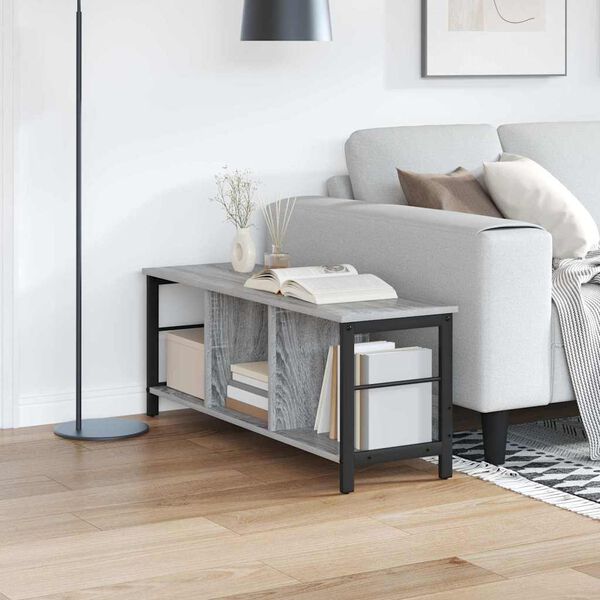 vidaXL Raft pentru cărți Gri Sonoma 102 x 32 x 40,5 cm Lemn compozit