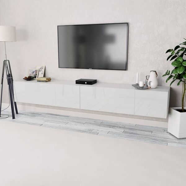 vidaXL Comode TV, 2 buc, PAL, 120x40x34 cm, alb extralucios