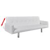 vidaXL Canapea extensibilă cu brațe, alb, piele artificială