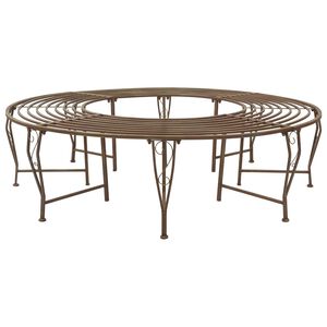 vidaXL Bancă cu arbori 8-Număr de locuri &Oslash; 160 x 44 cm Oțel Maro Antic