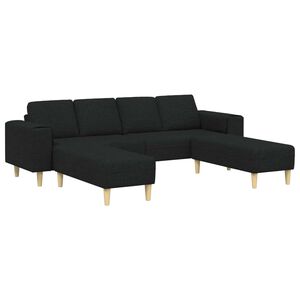 vidaXL Canapea pentru living 3 pcs Negru Poliester