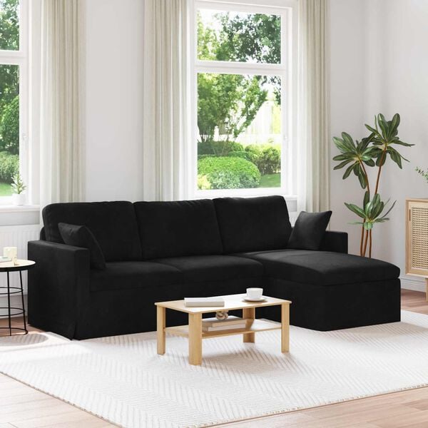 vidaXL Canapea Negru 198 x 134 x 80 cm Catifea