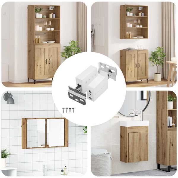 vidaXL Suport de suspendare pentru cabinet 12 pcs Alb 70 x 48 x 19 mm