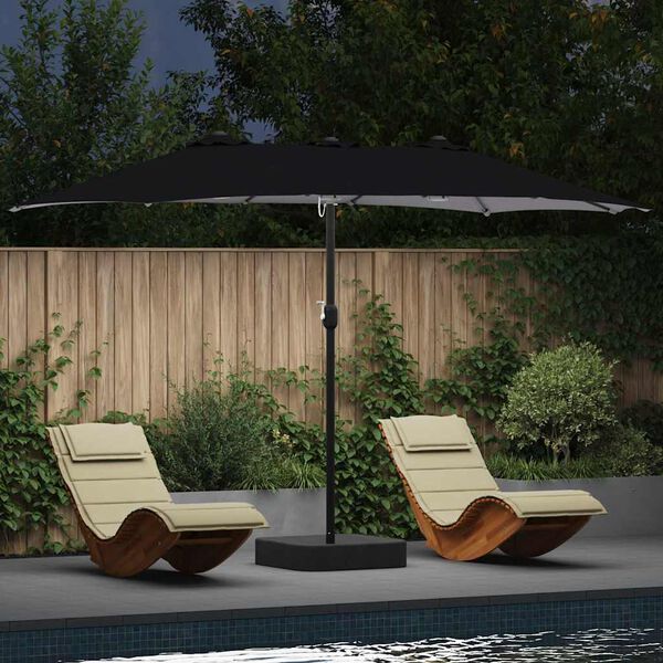 vidaXL Parasol de Grădină Negru 385 x 209 x 244 cm țesătură