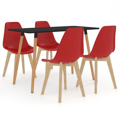 vidaXL Set mobilier de bucătărie, 5 piese, roșu