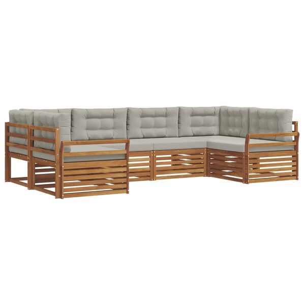 vidaXL Set de canapele de exterior 6 pcs Gri natural și deschis