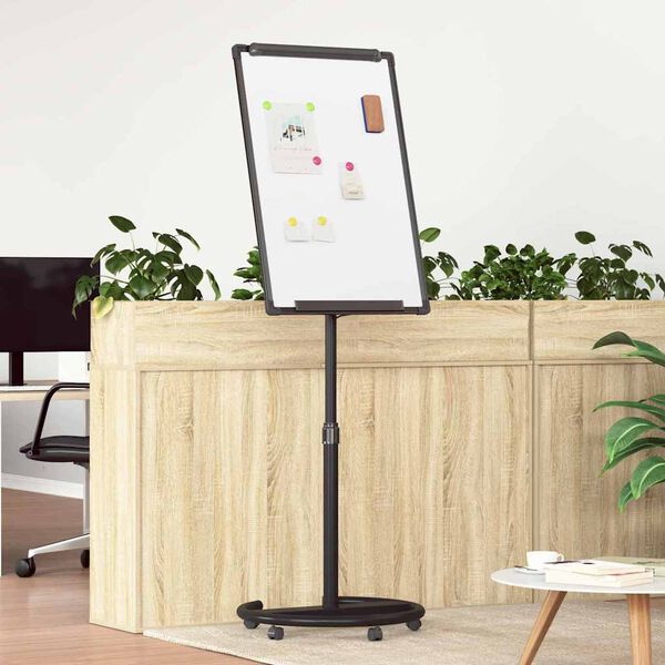 vidaXL Tablă albă magnetică Manual Negru și Alb 62 x 62.5 x 197 cm EPS