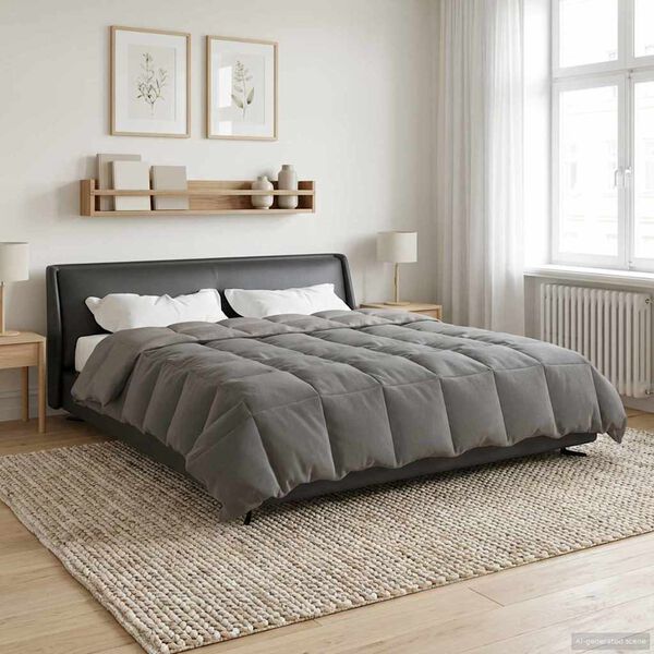 vidaXL Duvet complet pe tot parcursul anului Gri deschis 200 x 200 cm
