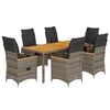 vidaXL Set mobilier de grădină cu perne, 7 piese, gri, poliratan