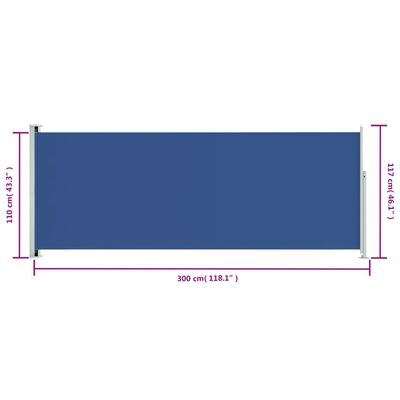 vidaXL Copertină laterală retractabilă de terasă, albastru, 117x300 cm