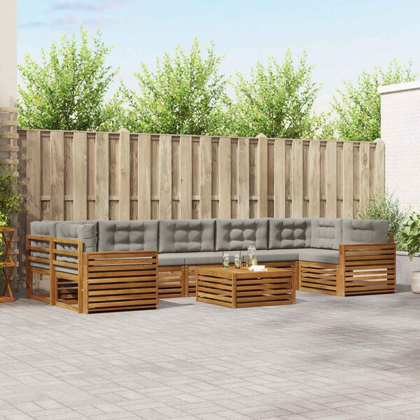 vidaXL Set de canapele de exterior 8 pcs Gri natural și deschis