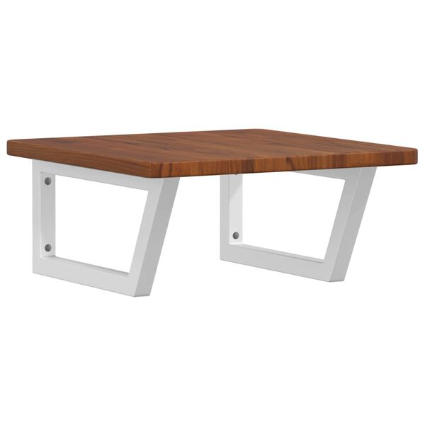 vidaXL Raft pentru lavoar montat pe perete, oțel și lemn masiv stejar