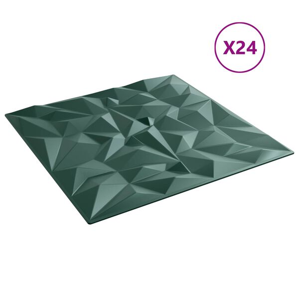 vidaXL Panouri de perete 24 pcs Verde Amethyst 50 x 50 cm Spumă XPS
