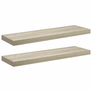 vidaXL Rafturi de perete suspendate 2 buc., stejar, 80x23,5x3,8 cm MDF