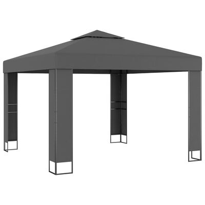 vidaXL Pavilion cu acoperiș dublu, antracit, 3 x 3 m