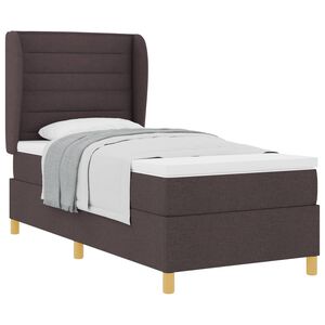 vidaXL Pat cu arcuri cu saltea Maro &icirc;nchis 200 x 90 cm țesătură