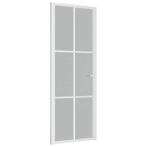 vidaXL Ușă de interior, 76x201,5 cm, alb, sticlă mată și aluminiu