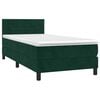 vidaXL Pat box spring cu saltea, verde &icirc;nchis, 100x200 cm, catifea