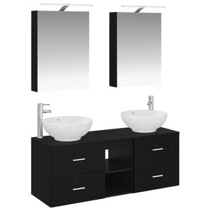 vidaXL Set de mobilier pentru baie 5 buc. Stejar Negru