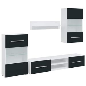 vidaXL Unități TV din 5 piese cu iluminare LED lemn mat Indigo