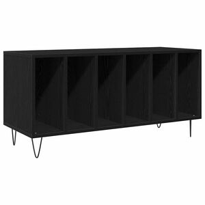 vidaXL Dulap pentru discuri de vinil Stejar Negru 100 x 38 x 48 cm