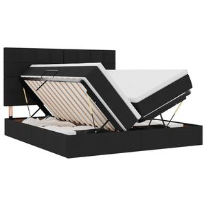 vidaXL Pat cu LED și saltea Negru 180 x 200 cm Țesătură