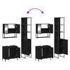 vidaXL Set mobilier de baie, 3 piese, negru, lemn compozit