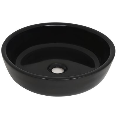 vidaXL Bazin chiuvetă ceramic, negru, 42 x 12 cm, rotund