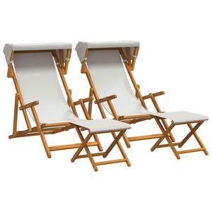vidaXL Scaun de plajă 4 pcs 3 Poziție Lemn de eucalipt masiv Crem
