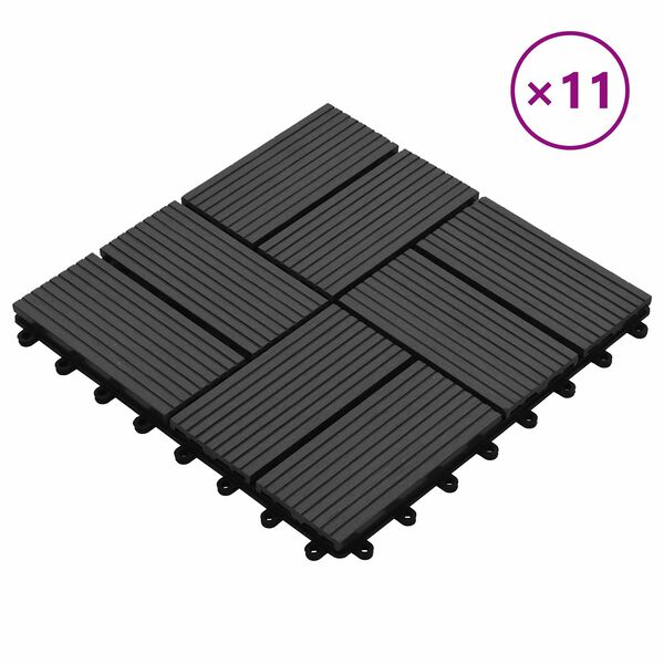 vidaXL Plăci pentru Deck 11 pcs Negru 30 x 30 cm Lemn compozit