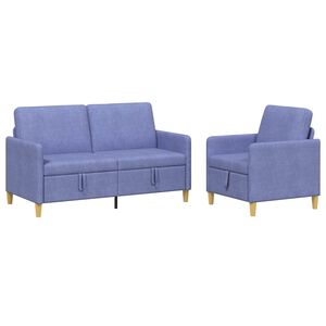 vidaXL Set de canapea cu spațiu de depozitare 2 buc. Albastru Jeans
